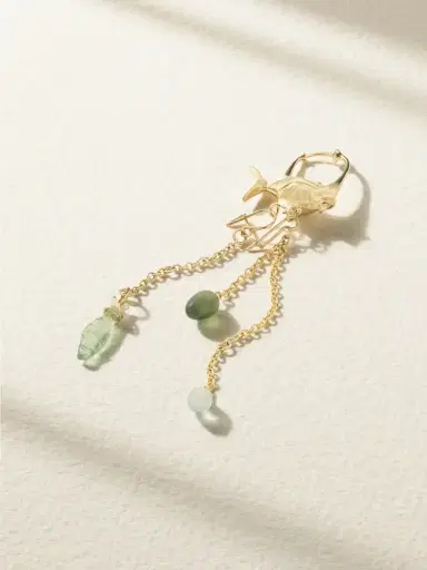 OLE LYNGGAARD COPENHAGEN Young Fish 18-karat Gold, Serpentine And Aquamarine Hoop Earrings | Thumbnail 1 OLE LYNGGAARD COPENHAGEN Young Fish 18-karat Gold, Serpentine And Aquamarine Hoop Earrings | Thumbnail 1