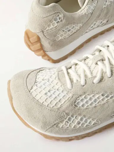 Bottega Veneta Orbit Suede, Leather, Mesh And Fishnet Sneakers | Thumbnail 4 Bottega Veneta Orbit Suede, Leather, Mesh And Fishnet Sneakers | Thumbnail 4