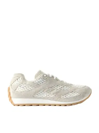 Bottega Veneta Orbit Suede, Leather, Mesh And Fishnet Sneakers | Thumbnail 1 Bottega Veneta Orbit Suede, Leather, Mesh And Fishnet Sneakers | Thumbnail 1