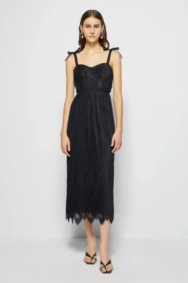 Simkhai Bonnie Silk Lace Plisse Dress | Thumbnail 3