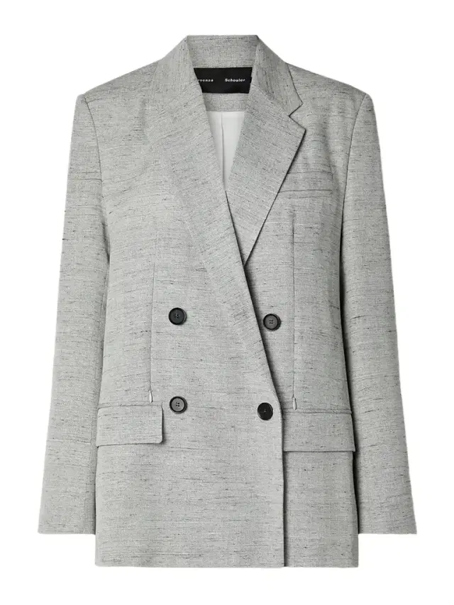 Hadley Double-breasted Mélange Woven Blazer