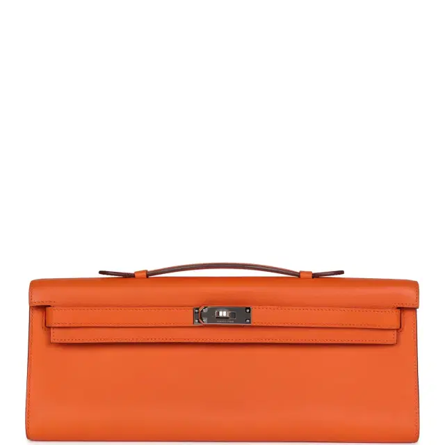 hermes Hermes Kelly Cut Orange Swift Palladium Hardware