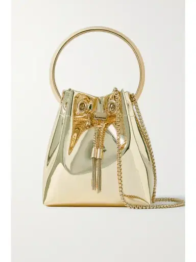 Jimmy Choo Bon Bon Metallic Mirrored-leather Bucket Bag | Thumbnail 1 Jimmy Choo Bon Bon Metallic Mirrored-leather Bucket Bag | Thumbnail 1