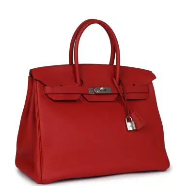 HERMÈS Pre-owned Hermes Birkin 35 Rouge Casaque Togo Palladium Hardware | Thumbnail 2 HERMÈS Pre-owned Hermes Birkin 35 Rouge Casaque Togo Palladium Hardware | Thumbnail 2