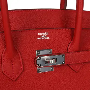 HERMÈS Pre-owned Hermes Birkin 35 Rouge Casaque Togo Palladium Hardware | Thumbnail 7 HERMÈS Pre-owned Hermes Birkin 35 Rouge Casaque Togo Palladium Hardware | Thumbnail 7