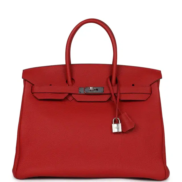 Pre-owned Hermes Birkin 35 Rouge Casaque Togo Palladium Hardware