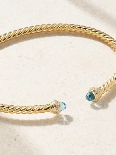David Yurman Classic Cablespira 18-karat Gold, Topaz And Diamond Cuff | Thumbnail 3