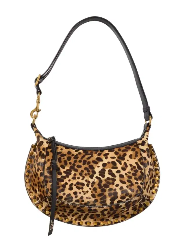 Oskan Moon Leather-trimmed Studded Leopard-print Calf Hair Shoulder Bag