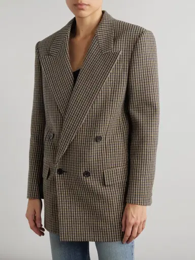 Saint Laurent Double-breasted Checked Wool-blend Blazer | Thumbnail 3