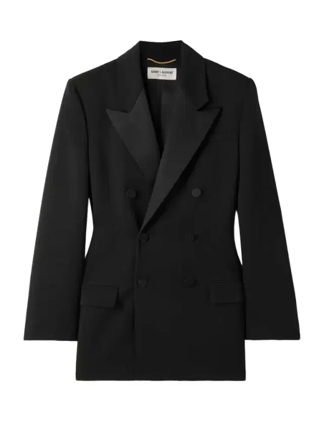 Double-breasted Twill-trimmed Grain De Poudre Wool Blazer