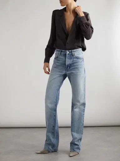 Saint Laurent Nico Distressed Mid-rise Straight-leg Jeans | Thumbnail 2