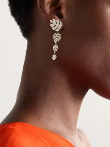 Sydney Evan Monstera Leaf 14-karat Gold Diamond Earrings | Thumbnail 2 Sydney Evan Monstera Leaf 14-karat Gold Diamond Earrings | Thumbnail 2