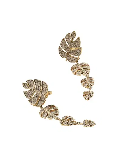 Sydney Evan Monstera Leaf 14-karat Gold Diamond Earrings | Thumbnail 1 Sydney Evan Monstera Leaf 14-karat Gold Diamond Earrings | Thumbnail 1