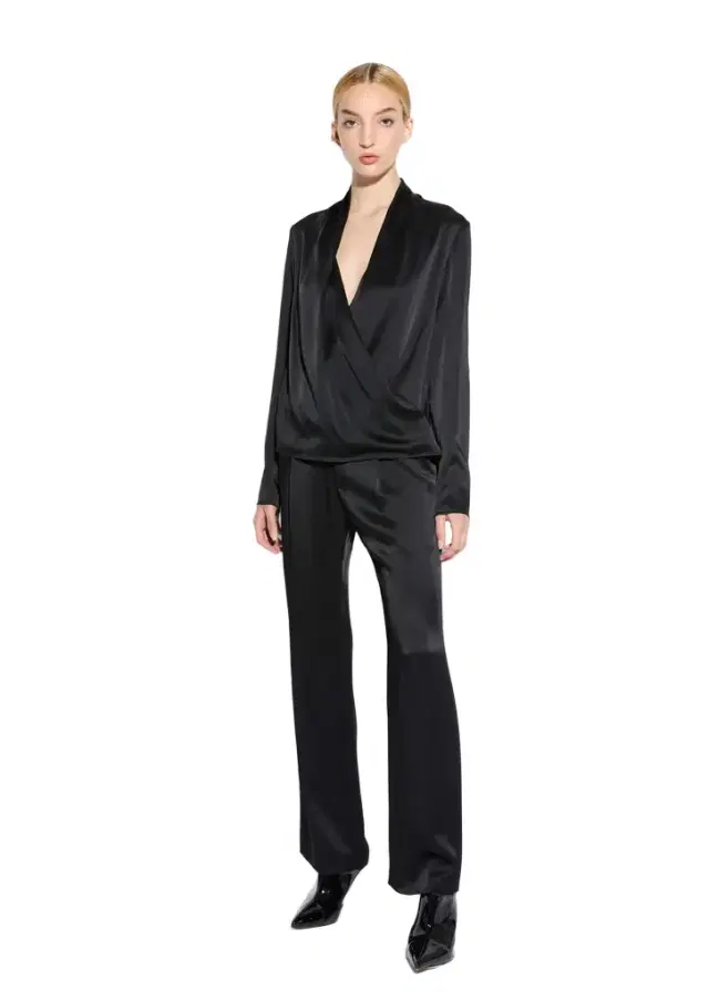 LAPOINTE Satin Tapered Pleated Pant