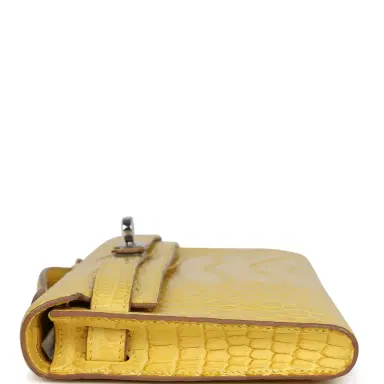 HERMÈS Hermes Kelly Cut Mimosa Matte Alligator Palladium Hardware | Thumbnail 3 HERMÈS Hermes Kelly Cut Mimosa Matte Alligator Palladium Hardware | Thumbnail 3