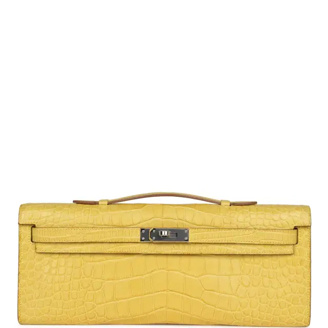 hermes Hermes Kelly Cut Mimosa Matte Alligator Palladium Hardware