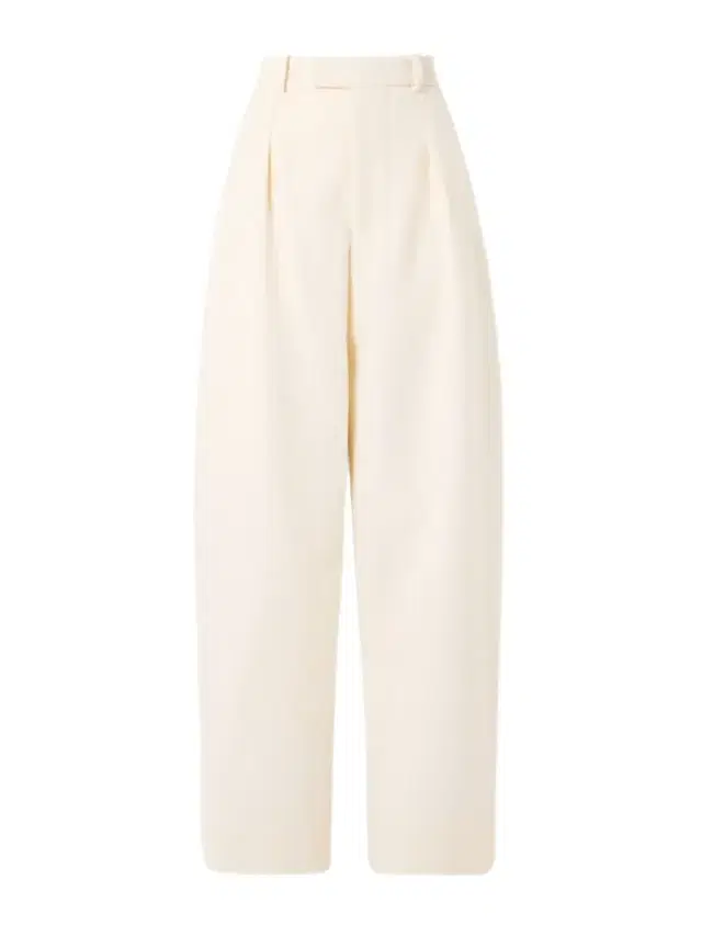 + Hailey Bieber Pleated Wool-twill Tapered Pants