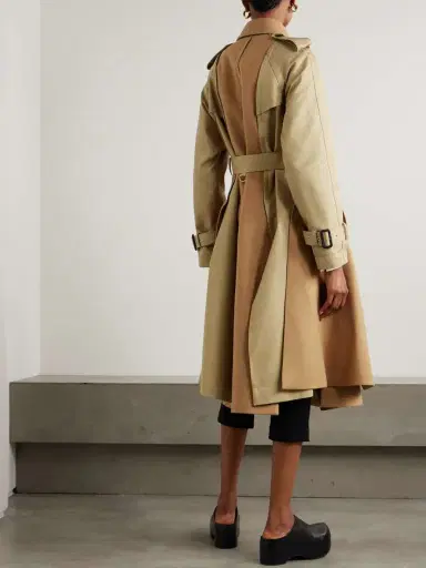 Sacai Belted Paneled Cotton-blend Gabardine And Wool-felt Trench Coat | Thumbnail 4