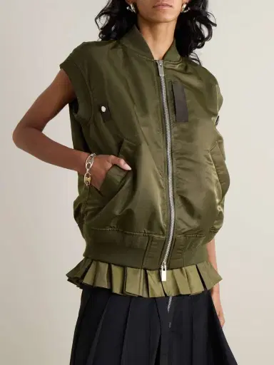 Sacai Pleated Grosgrain- And Taffeta-trimmed Shell Vest | Thumbnail 3
