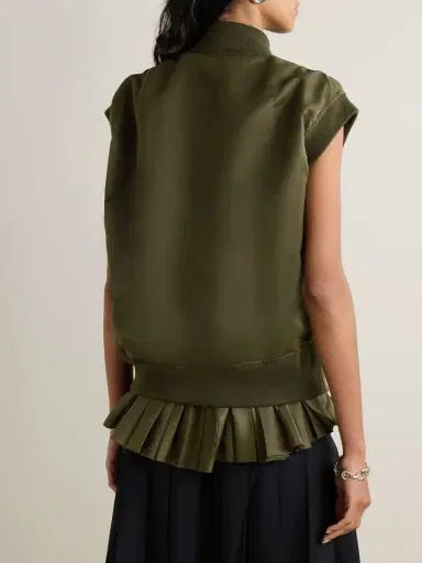 Sacai Pleated Grosgrain- And Taffeta-trimmed Shell Vest | Thumbnail 4