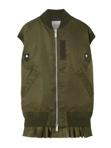 Sacai Pleated Grosgrain- And Taffeta-trimmed Shell Vest | Thumbnail 1