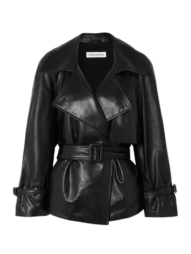 Brea Oversized Belted Leather Jacket
