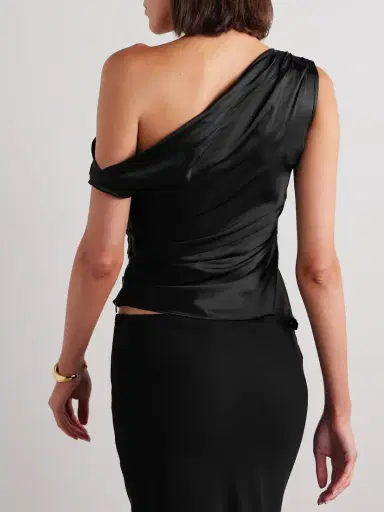 Staud Phare One-shoulder Draped Silk-blend Satin Top | Thumbnail 3 Staud Phare One-shoulder Draped Silk-blend Satin Top | Thumbnail 3