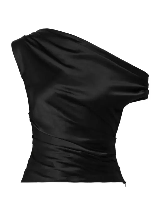 Phare One-shoulder Draped Silk-blend Satin Top