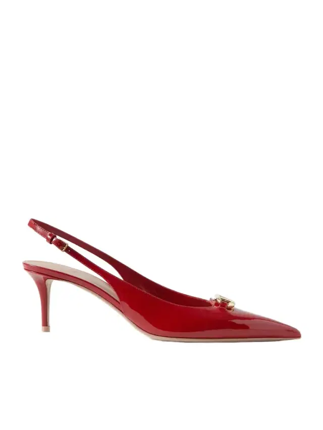 Vlogo Bold 60 Embellished Patent-leather Slingback Pumps