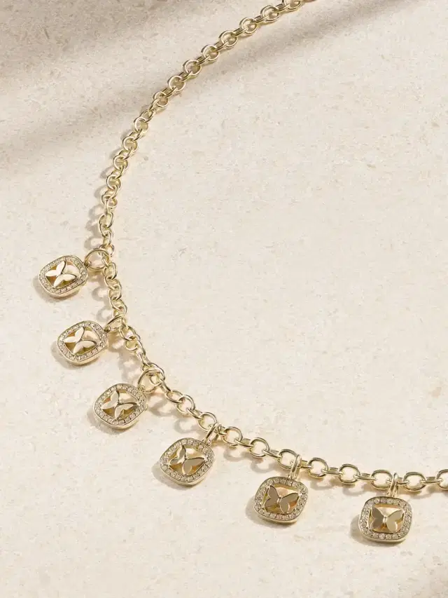 Open Icon Butterfly 14-karat Gold Diamond Necklace