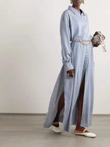 The Frankie Shop Avery Oversized Striped Twill Maxi Shirt Dress | Thumbnail 2