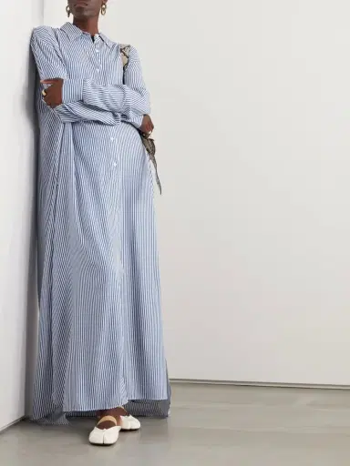 The Frankie Shop Avery Oversized Striped Twill Maxi Shirt Dress | Thumbnail 3