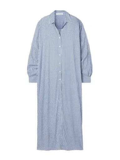 The Frankie Shop Avery Oversized Striped Twill Maxi Shirt Dress | Thumbnail 1