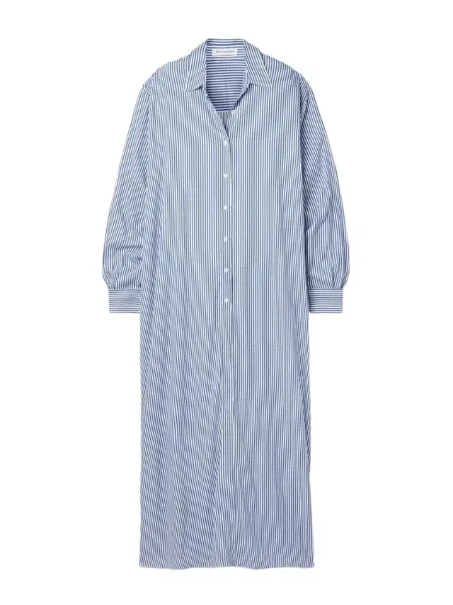 Avery Oversized Striped Twill Maxi Shirt Dress