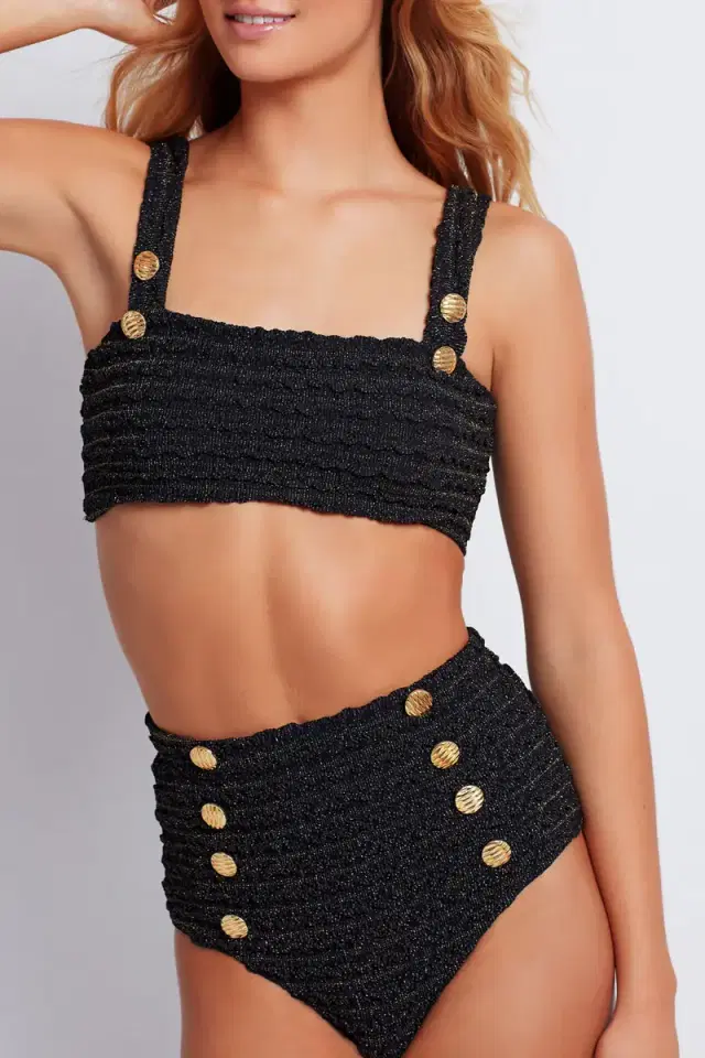 PatBo Crinkle Lurex Bikini Bottom
