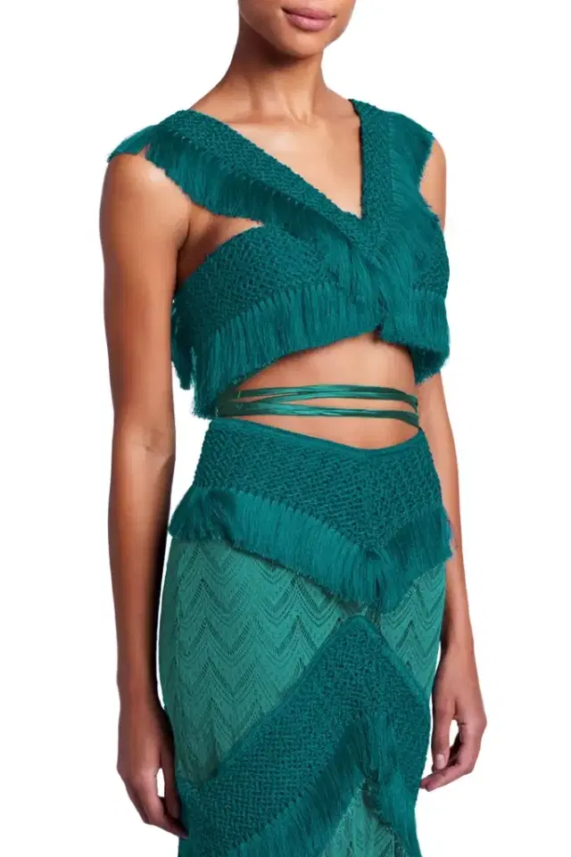 PatBo FRINGE TRIM CROPPED TOP