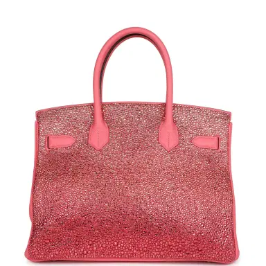 HERMÈS Custom Hermes Birkin 30 Ombre Swarovski Crystal Rose Azalee Clemence Palladium Hardware | Thumbnail 4 HERMÈS Custom Hermes Birkin 30 Ombre Swarovski Crystal Rose Azalee Clemence Palladium Hardware | Thumbnail 4