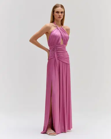 PatBo Metallic Jersey Halterneck Maxi Dress | Thumbnail 2 PatBo Metallic Jersey Halterneck Maxi Dress | Thumbnail 2