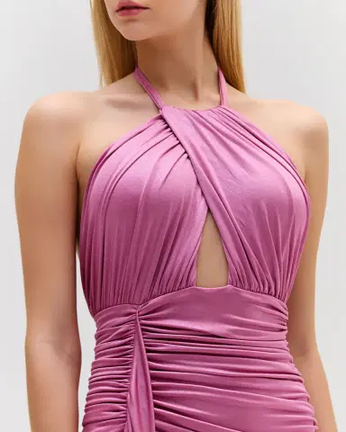 PatBo Metallic Jersey Halterneck Maxi Dress | Thumbnail 3 PatBo Metallic Jersey Halterneck Maxi Dress | Thumbnail 3