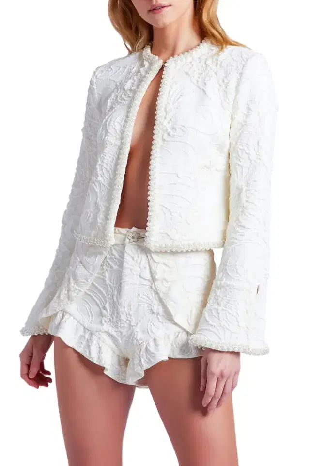 PatBo Pearl-Beaded Jacquard Jacket