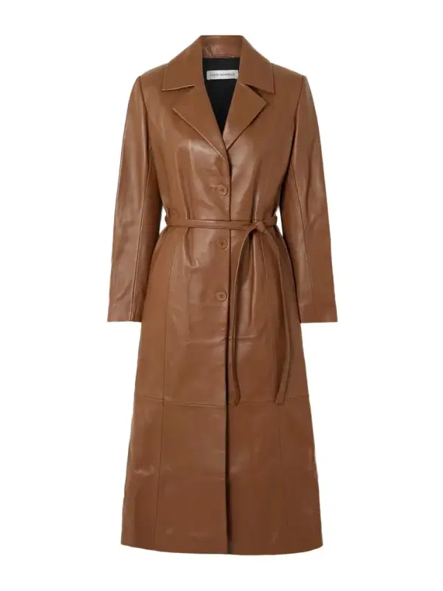 Tamara Belted Paneled Leather Coat
