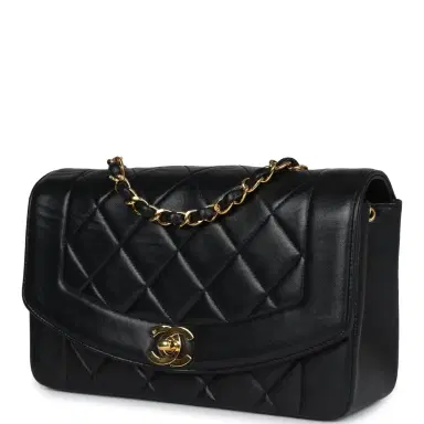 Chanel Vintage Chanel Small Diana Flap Bag Black Lambskin Gold Hardware | Thumbnail 3 Chanel Vintage Chanel Small Diana Flap Bag Black Lambskin Gold Hardware | Thumbnail 3