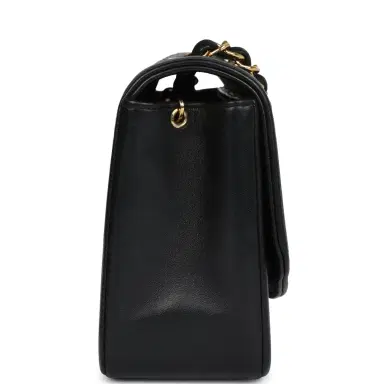Chanel Vintage Chanel Small Diana Flap Bag Black Lambskin Gold Hardware | Thumbnail 4 Chanel Vintage Chanel Small Diana Flap Bag Black Lambskin Gold Hardware | Thumbnail 4