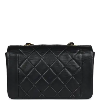 Chanel Vintage Chanel Small Diana Flap Bag Black Lambskin Gold Hardware | Thumbnail 5 Chanel Vintage Chanel Small Diana Flap Bag Black Lambskin Gold Hardware | Thumbnail 5