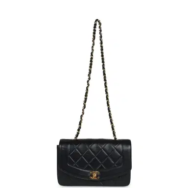 Chanel Vintage Chanel Small Diana Flap Bag Black Lambskin Gold Hardware | Thumbnail 7 Chanel Vintage Chanel Small Diana Flap Bag Black Lambskin Gold Hardware | Thumbnail 7