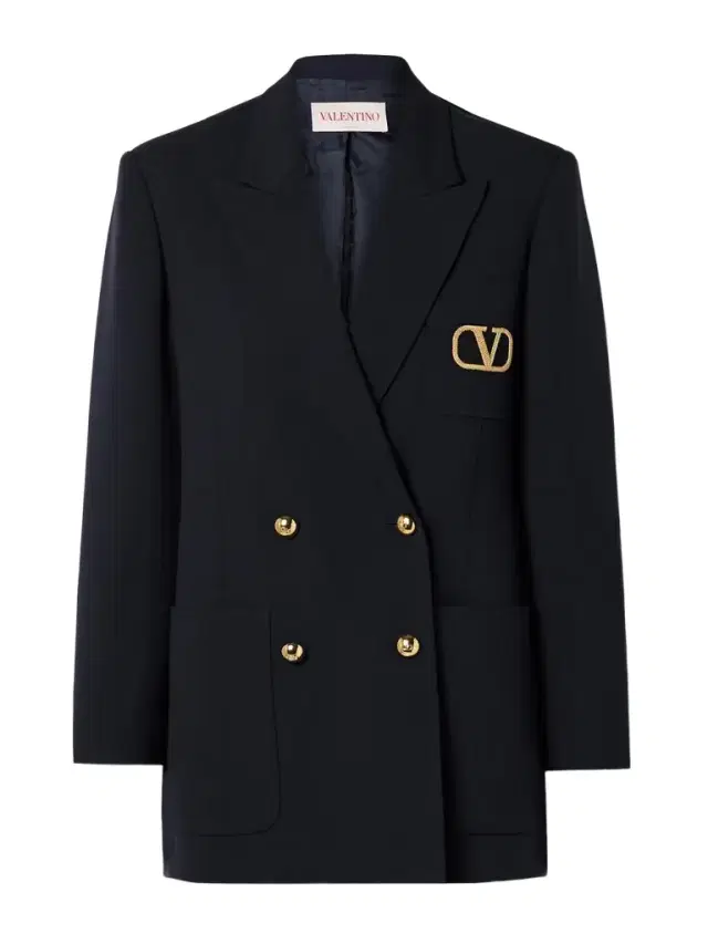 Double-breasted Embroidered Wool Blazer