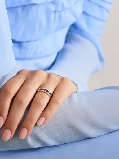 Sydney Evan 14-karat Gold, Sapphire And Amethyst Eternity Ring | Thumbnail 2 Sydney Evan 14-karat Gold, Sapphire And Amethyst Eternity Ring | Thumbnail 2