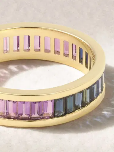 Sydney Evan 14-karat Gold, Sapphire And Amethyst Eternity Ring | Thumbnail 3 Sydney Evan 14-karat Gold, Sapphire And Amethyst Eternity Ring | Thumbnail 3
