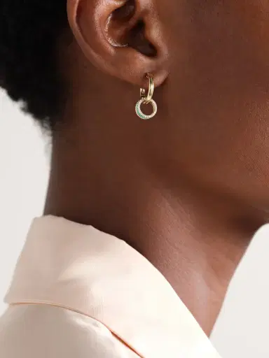 Yvonne Léon 9-karat Gold, Enamel And Diamond Single Hoop Earring | Thumbnail 2