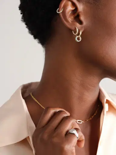 Yvonne Léon 9-karat Gold, Enamel And Diamond Single Hoop Earring | Thumbnail 4